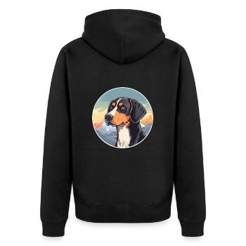 Serbe tricolore chien chien race dessin animé Kawaii - Veste à capuche bio Premium Unisexe - noir - Dos - Nico (187cm)
