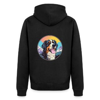 Slovensky Kopov Hunderasse Cartoon Kawaii Watercolo - Unisex Premium Bio Zip Hoodie - Schwarz - Hinten - Nico (187cm)