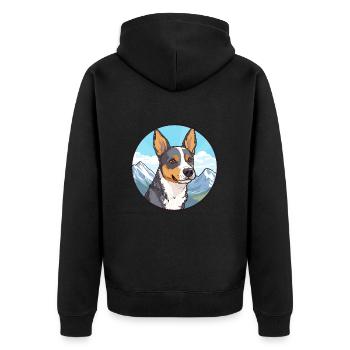 St Miguel Cattle Dog Rasse Cartoon Kawaii Watercol - Unisex Premium Bio Zip Hoodie - Schwarz - Hinten - Nico (187cm)