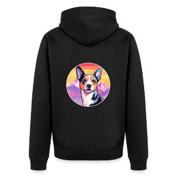 Teddy Roosevelt Terrier Dog Breed Cartoon Kawaii W - Unisex Premium Organic Zip Hoodie - black - Back - Nico (187cm)