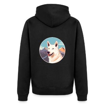 Chien de berger blanc race Cartoon Kawaii aquarelle - Veste à capuche bio Premium Unisexe - noir - Dos - Nico (187cm)