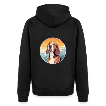 Yugoslavian Hound Dog Breed Cartoon Kawaii Waterco - Unisex Premium Organic Zip Hoodie - black - Back - Nico (187cm)