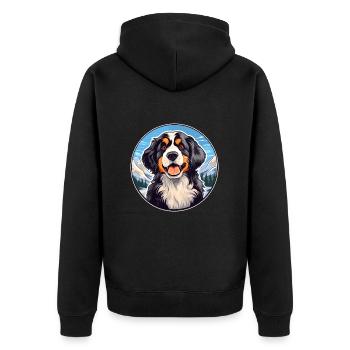 Wetterhoun Hunderasse Karikatur Kawaii Aquarell - Unisex Premium Bio Zip Hoodie - Schwarz - Hinten - Nico (187cm)