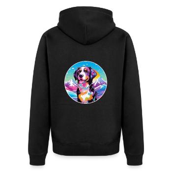 Ariegeois race de chien dessin animé kawaii aquarelle - Veste à capuche bio Premium Unisexe - noir - Dos - Nico (187cm)