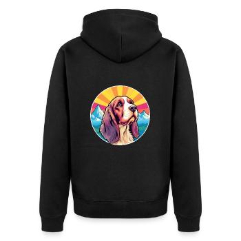 Artois Hound Dog Breed Cartoon Kawaii Watercolor - Unisex Premium Organic Zip Hoodie - black - Back - Nico (187cm)