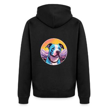 American PitBull Terrier Dog Breed Cartoon Kawaii - Unisex Premium Organic Zip Hoodie - black - Back - Nico (187cm)