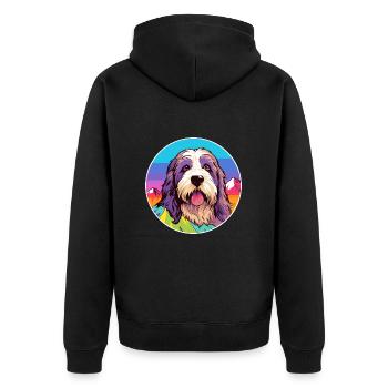 Barbu Collie chien race dessin animé Kawaii aquarelle - Veste à capuche bio Premium Unisexe - noir - Dos - Nico (187cm)