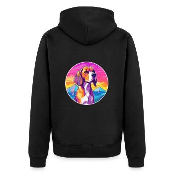 BeagleHarrier Scent Hound Dog Breed Cartoon Kawaii - Unisex Premium Organic Zip Hoodie - black - Back - Nico (187cm)