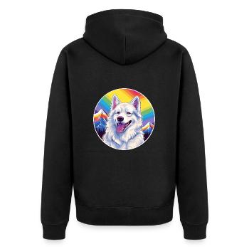 Berger Blanc Suisse Race De Chien Cartoon Kawaii Eau - Veste à capuche bio Premium Unisexe - noir - Dos - Nico (187cm)