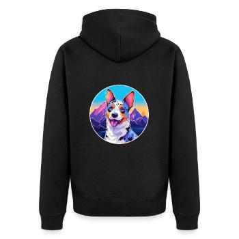 Blue Heeler Dog Breed Cartoon Kawaii Watercolor - Unisex Premium Organic Zip Hoodie - black - Back - Nico (187cm)