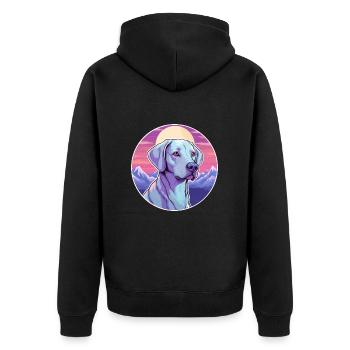 Bleu dentelle chien race dessin animé Kawaii aquarelle - Veste à capuche bio Premium Unisexe - noir - Dos - Nico (187cm)
