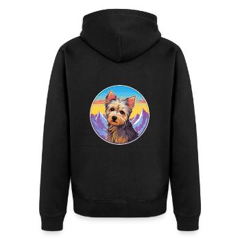 Australian Silky Terrier Dog Breed Cartoon Kawaii - Unisex Premium Organic Zip Hoodie - black - Back - Nico (187cm)