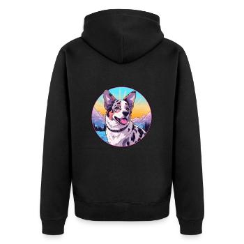 Australian Stumpy Tail Cattle Dog Breed Cartoon Ka - Unisex Premium Organic Zip Hoodie - black - Back - Nico (187cm)