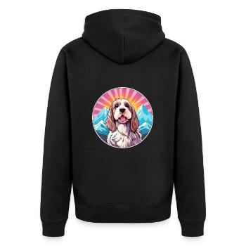 Basset Griffon Vendeen Petit Dog Rasse Cartoon Kaw - Unisex Premium Bio Zip Hoodie - Schwarz - Hinten - Nico (187cm)