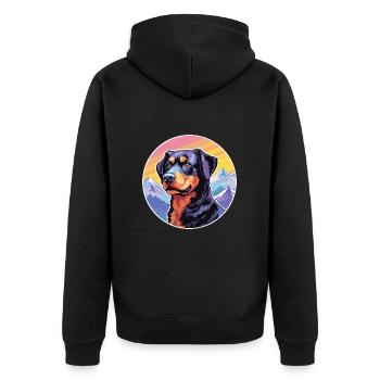 Beauceron chien race dessin animé Kawaii aquarelle - Veste à capuche bio Premium Unisexe - noir - Dos - Nico (187cm)
