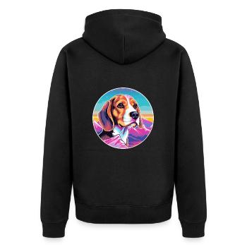 Beagle Small Scent Hound Dog Breed Cartoon Kawaii - Unisex Premium Organic Zip Hoodie - black - Back - Nico (187cm)