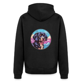 Noir et Tan chien race Cartoon Kawaii aquarelle - Veste à capuche bio Premium Unisexe - noir - Dos - Nico (187cm)
