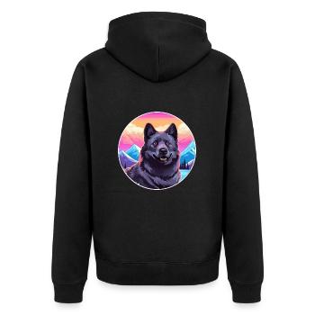 Chien d’élan norvégien noir race de chien Cartoon Kawaii - Veste à capuche bio Premium Unisexe - noir - Dos - Nico (187cm)