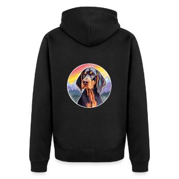 Noir et Tan Coonhound chien race Cartoon Kawaii W - Veste à capuche bio Premium Unisexe - noir - Dos - Nico (187cm)