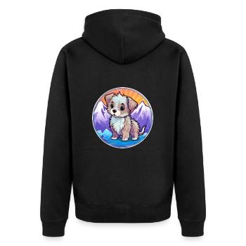 Bleu de Gascogne Petit Dog Rasse Cartoon Kawaii Wa - Unisex Premium Bio Zip Hoodie - Schwarz - Hinten - Nico (187cm)
