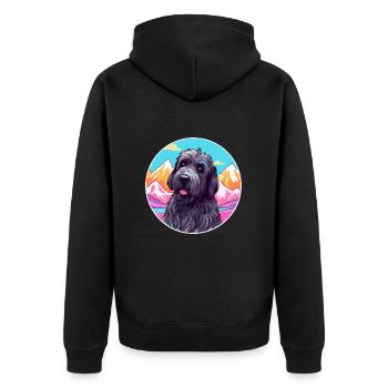 Terrier Russe Noir Race De Chien Cartoon Kawaii Wat - Veste à capuche bio Premium Unisexe - noir - Dos - Nico (187cm)