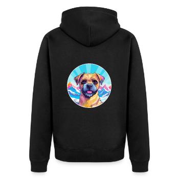 Border Terrier Dog Breed Cartoon Kawaii Watercolor - Unisex Premium Organic Zip Hoodie - black - Back - Nico (187cm)