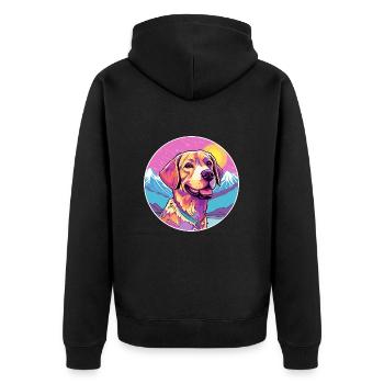 Braque Saint Germain Hunderasse Cartoon Kawaii Wate - Unisex Premium Bio Zip Hoodie - Schwarz - Hinten - Nico (187cm)