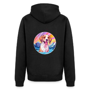 Braque Du Bourbonnais Hunderasse Cartoon Kawaii Wat - Unisex Premium Bio Zip Hoodie - Schwarz - Hinten - Nico (187cm)