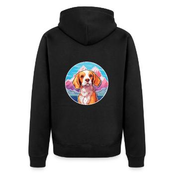 Brittany Spaniel Dog Breed Cartoon Kawaii Watercol - Unisex Premium Organic Zip Hoodie - black - Back - Nico (187cm)