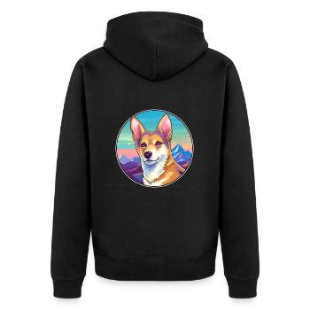 Carolina race de chien dessin animé Kawaii aquarelle - Veste à capuche bio Premium Unisexe - noir - Dos - Nico (187cm)