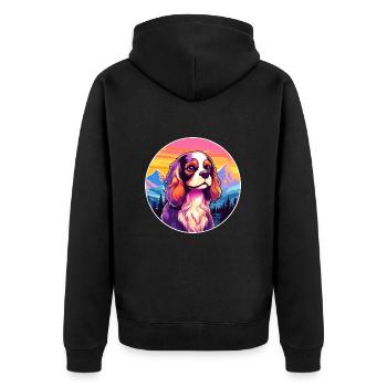 Cavalier King Charles Spaniel Dog Breed Cartoon Ka - Unisex Premium Organic Zip Hoodie - black - Back - Nico (187cm)