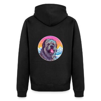 Bouvier Des Flandres Dog Breed Cartoon Kawaii Wate - Unisex Premium Organic Zip Hoodie - black - Back - Nico (187cm)