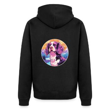 Bretagne chien race dessin animé Kawaii aquarelle - Veste à capuche bio Premium Unisexe - noir - Dos - Nico (187cm)