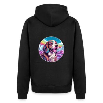 Drever Hunderasse Karikatur Kawaii Aquarell - Unisex Premium Bio Zip Hoodie - Schwarz - Hinten - Nico (187cm)
