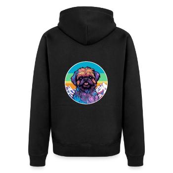 Griffon de Bruxelles race de chien Cartoon Kawaii Watercol - Veste à capuche bio Premium Unisexe - noir - Dos - Nico (187cm)