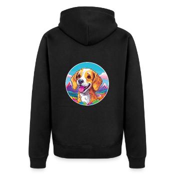 Cao de Castro Laboreiro Hunderasse Cartoon Kawaii W - Unisex Premium Bio Zip Hoodie - Schwarz - Hinten - Nico (187cm)