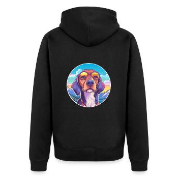 Deutsche Bracke Hunderasse Cartoon Kawaii Watercolo - Unisex Premium Bio Zip Hoodie - Schwarz - Hinten - Nico (187cm)
