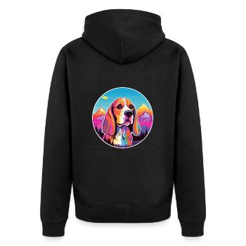 Finnish Hound Dog Breed Cartoon Kawaii Watercolor - Unisex Premium Organic Zip Hoodie - black - Back - Nico (187cm)