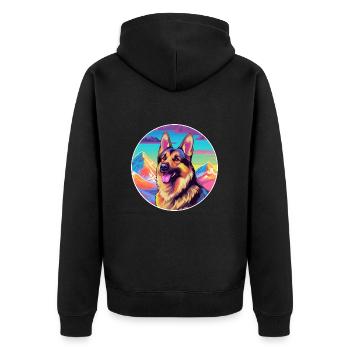 German Shepherd Dog Breed Cartoon Kawaii Watercolo - Unisex Premium Organic Zip Hoodie - black - Back - Nico (187cm)