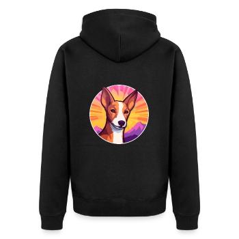 Ibizan Hound Dog Breed Cartoon Kawaii Watercolor - Unisex Premium Organic Zip Hoodie - black - Back - Nico (187cm)