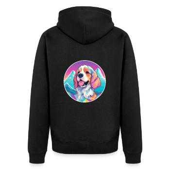 Cesky Fousek Hunderasse Cartoon Kawaii Aquarell - Unisex Premium Bio Zip Hoodie - Schwarz - Hinten - Nico (187cm)