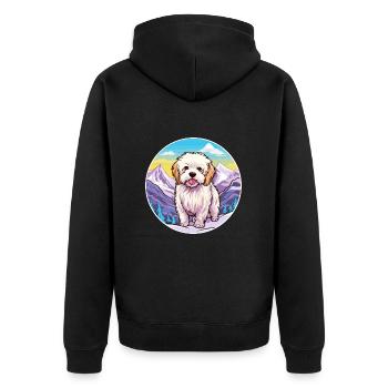 Coton De Tuléar Race De Chien Cartoon Kawaii Watercolo - Veste à capuche bio Premium Unisexe - noir - Dos - Nico (187cm)
