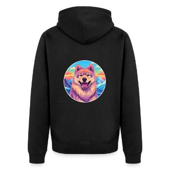 Eurasier Dog Breed Cartoon Kawaii Watercolor - Unisex Premium Organic Zip Hoodie - black - Back - Nico (187cm)