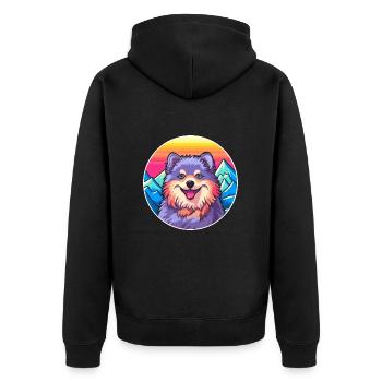 Chien de Laponie finlandais race Cartoon Kawaii Watercol - Veste à capuche bio Premium Unisexe - noir - Dos - Nico (187cm)