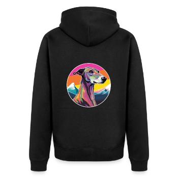 Galgo Español Hunderasse Cartoon Kawaii Aquarell - Unisex Premium Bio Zip Hoodie - Schwarz - Hinten - Nico (187cm)