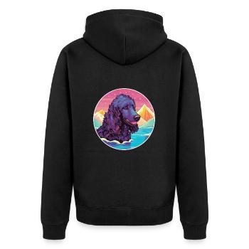 Irischer Wasserspaniel Hunderasse Cartoon Kawaii Wasser - Unisex Premium Bio Zip Hoodie - Schwarz - Hinten - Nico (187cm)
