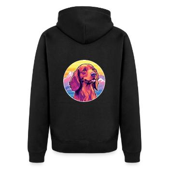 Irlandais rouge Setter chien race Cartoon Kawaii Watercol - Veste à capuche bio Premium Unisexe - noir - Dos - Nico (187cm)