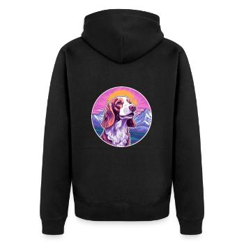 Irlandais rouge et blanc Setter chien race Cartoon Kawai - Veste à capuche bio Premium Unisexe - noir - Dos - Nico (187cm)