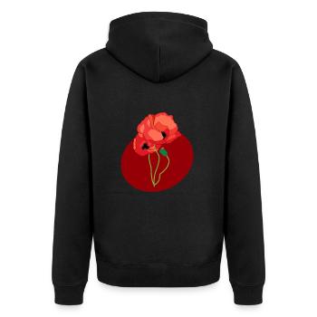 Coquelicots dans un cercle - Veste à capuche bio Premium Unisexe - noir - Dos - Nico (187cm)