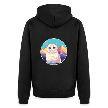 Britische Falte Kurzhaar Katze Bunte Karikatur Wasserc - Unisex Premium Bio Zip Hoodie - Schwarz - Hinten - Nico (187cm)
